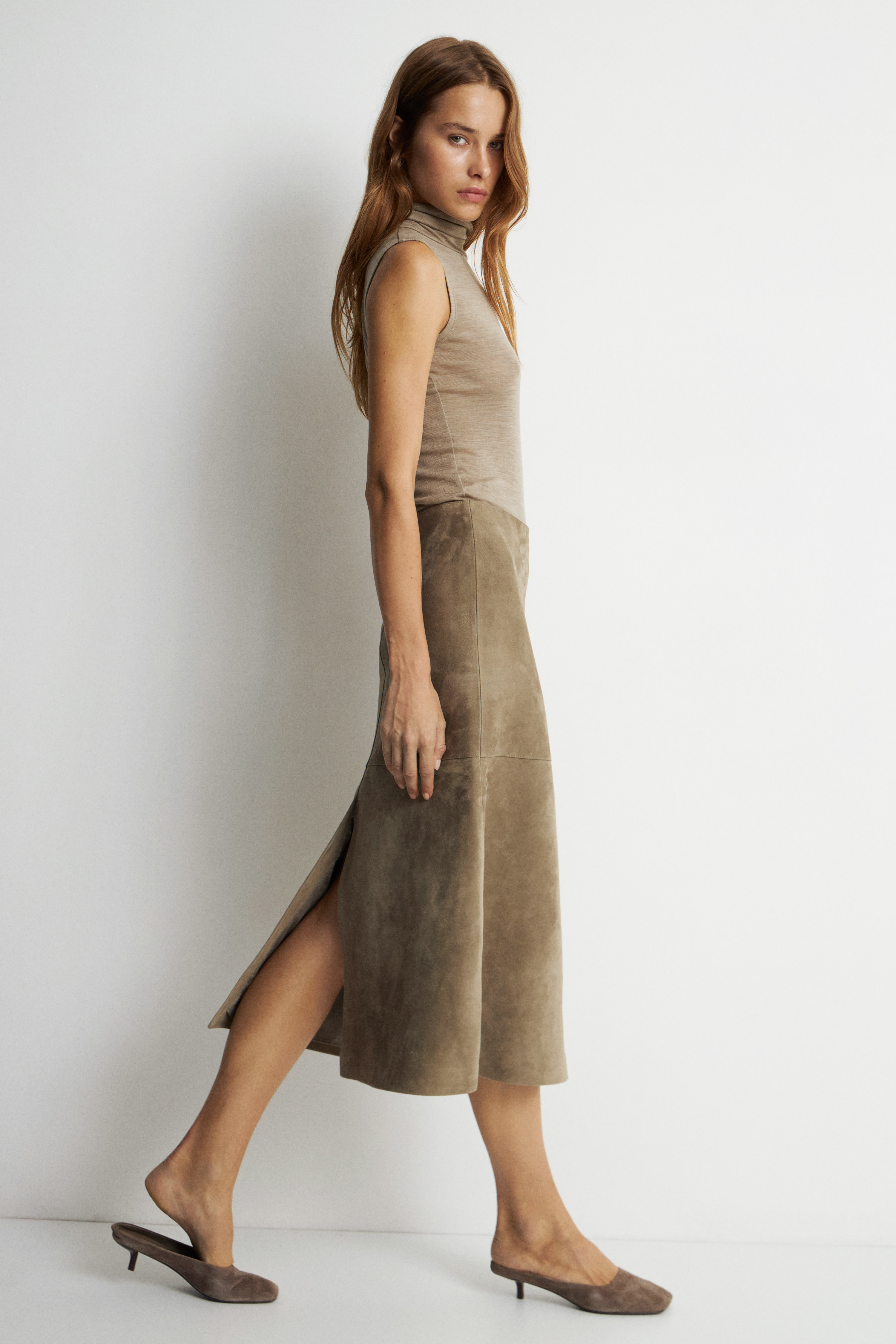 Миди-юбкаизнатуральнойзамши