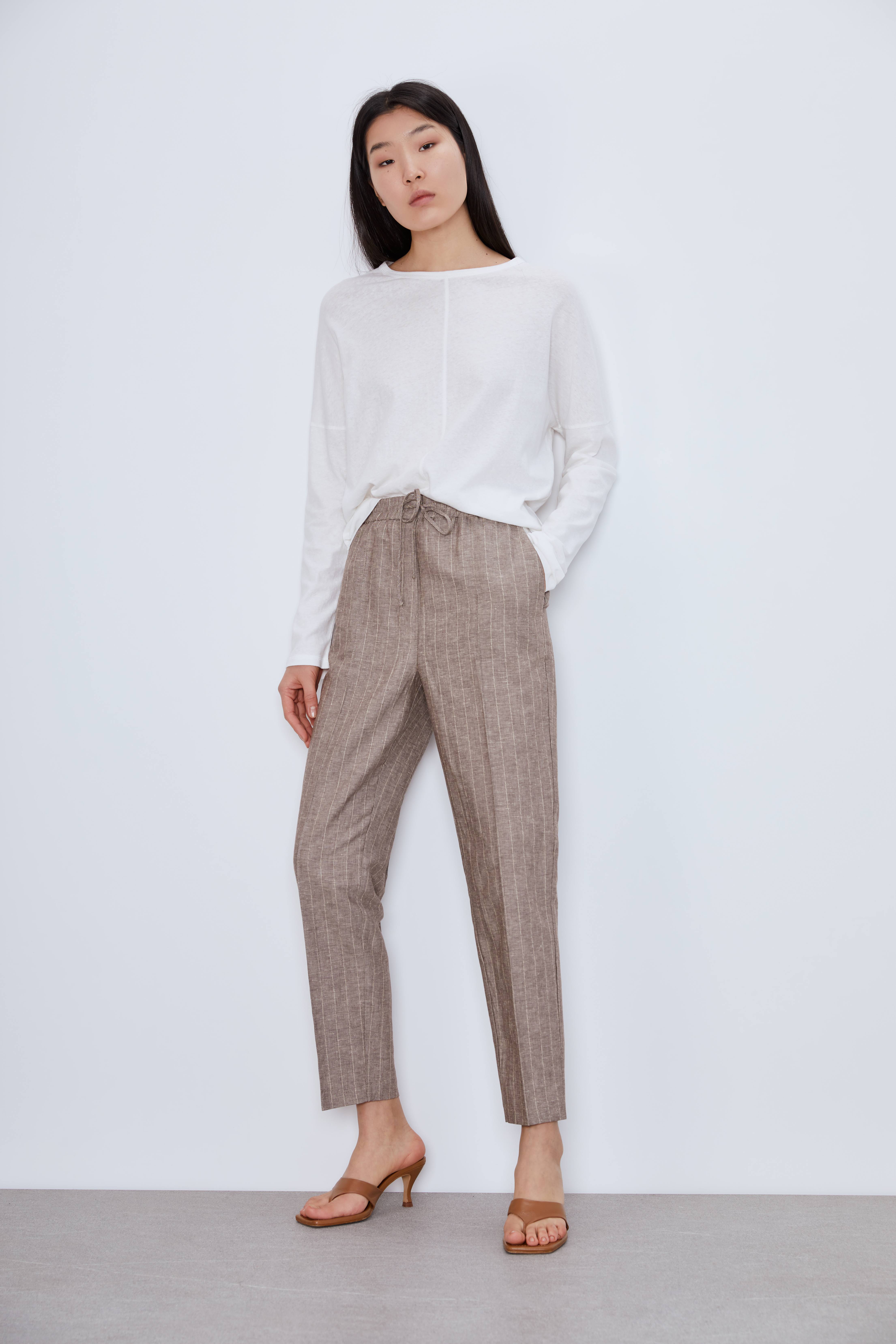 Льняные брюки-джоггеры