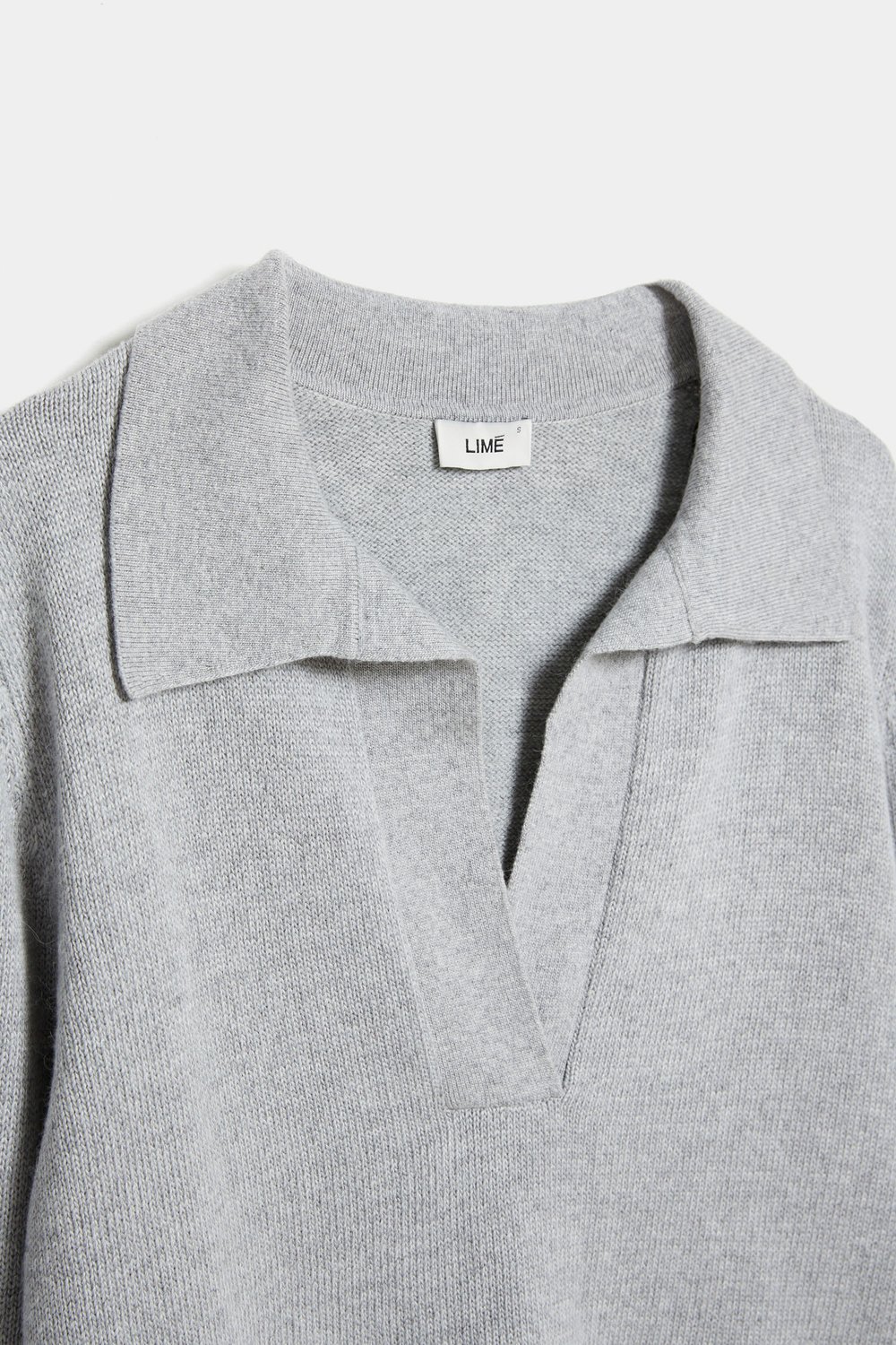 Polo collar knit sweater grey melange LIME