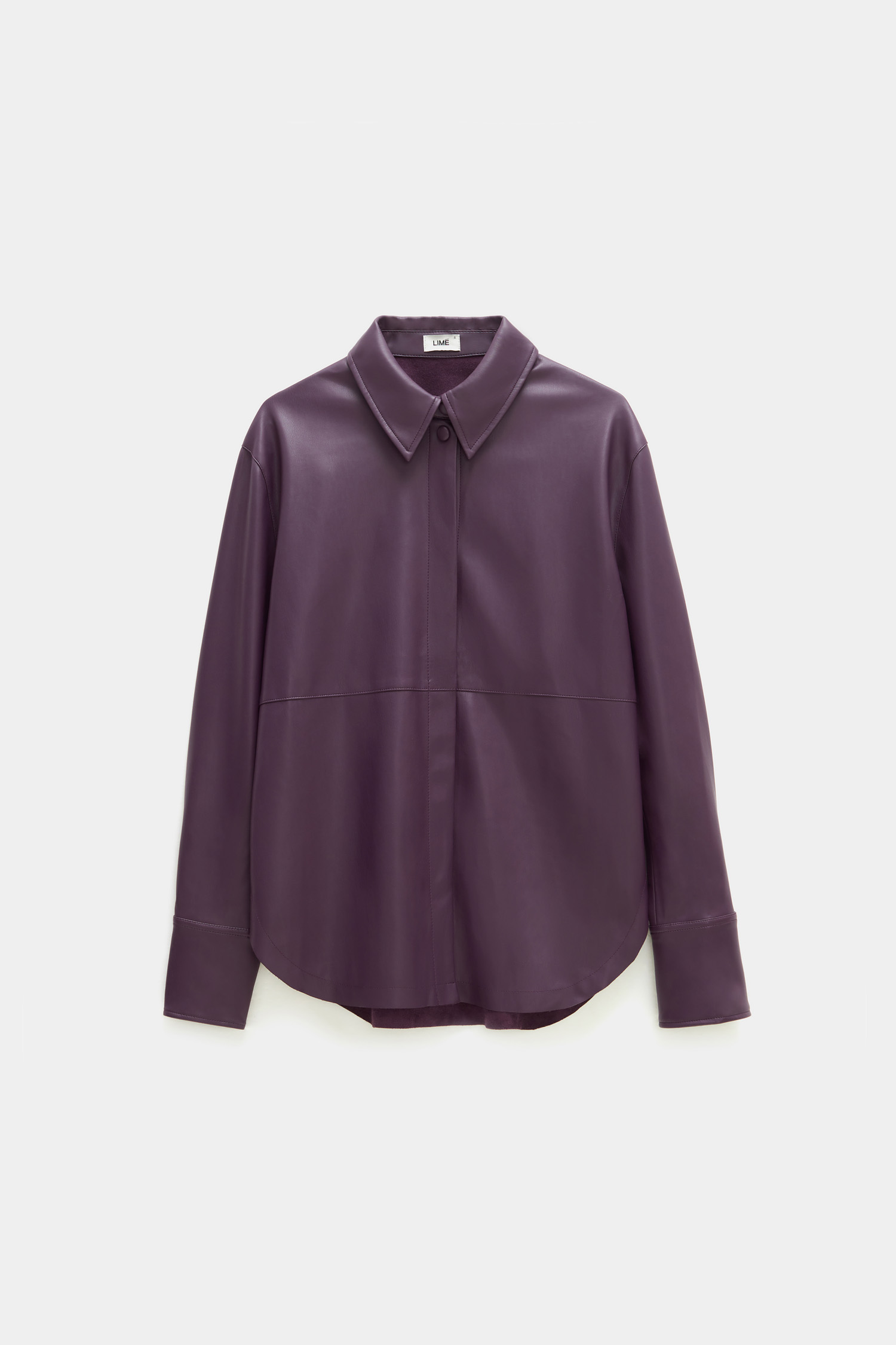 Рубашка из искусственной кожи с рельефными швами темный пурпурный цвет ...