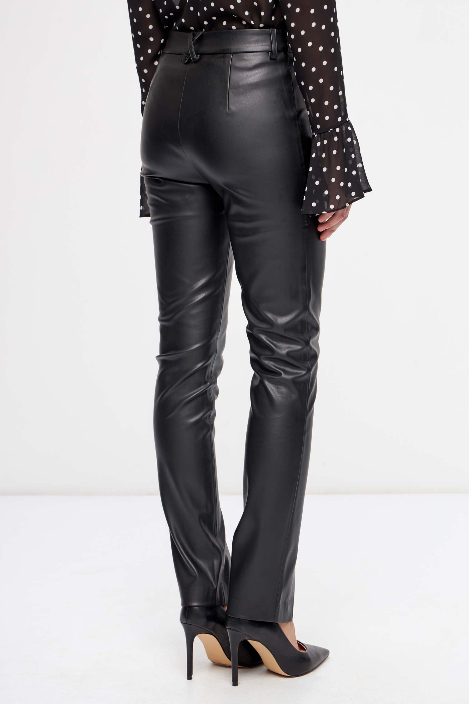 Faux leather leggings with slits black - LIME