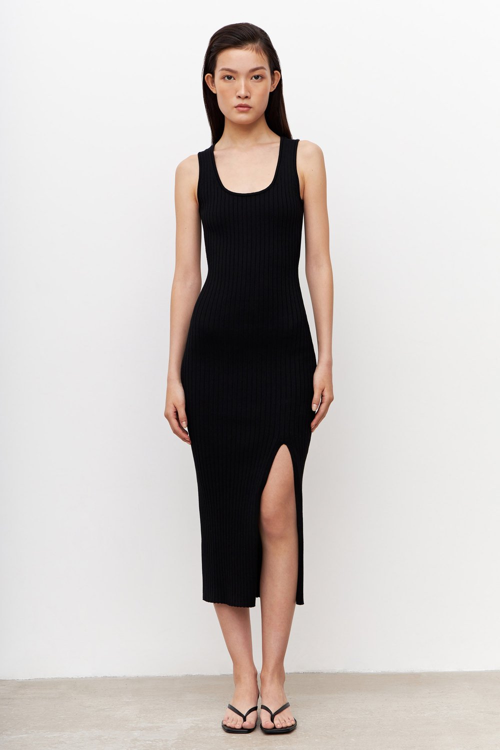 slit black gown