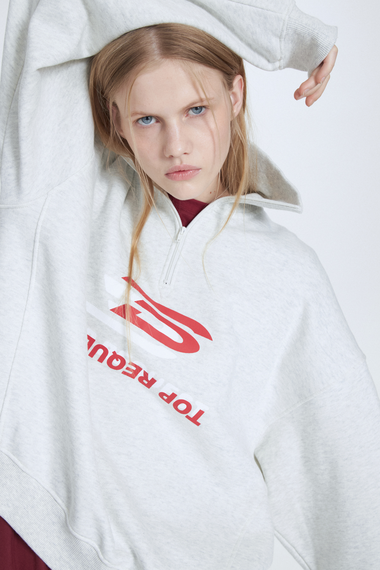 ◆SATUR◆ Lausanne sweatshirt cream SA243UTM08CR SATUR】 Lausanne Sweatshirt /追跡付 (SATUR/スウェット