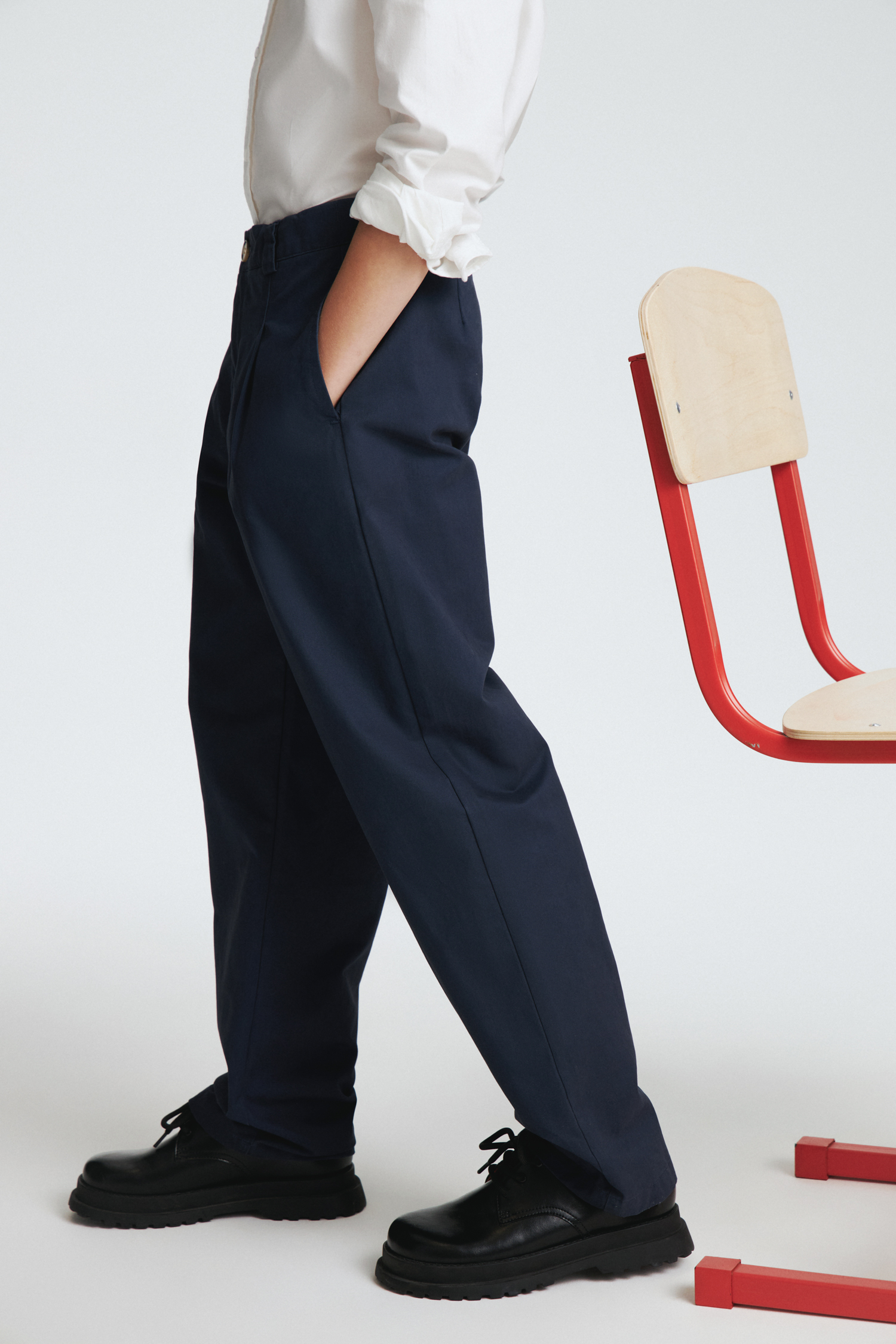 Straight fit cotton trousers