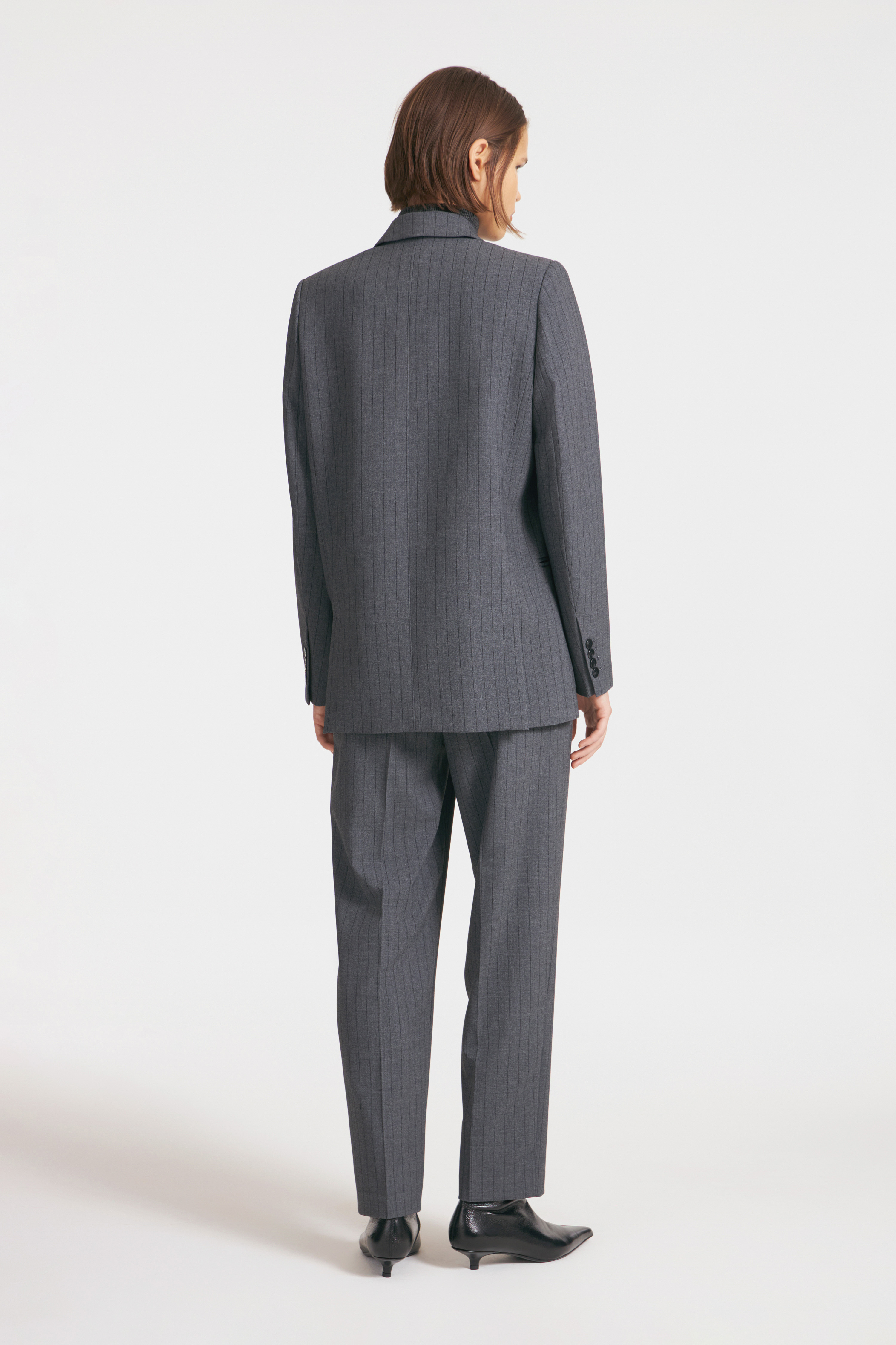 ジャケット PLAIN FW25 STRIPED DOUBLE BREASTED BLAZER (44194312 98) FEDORA Striped viscose linen double breasted jacket | Loulou