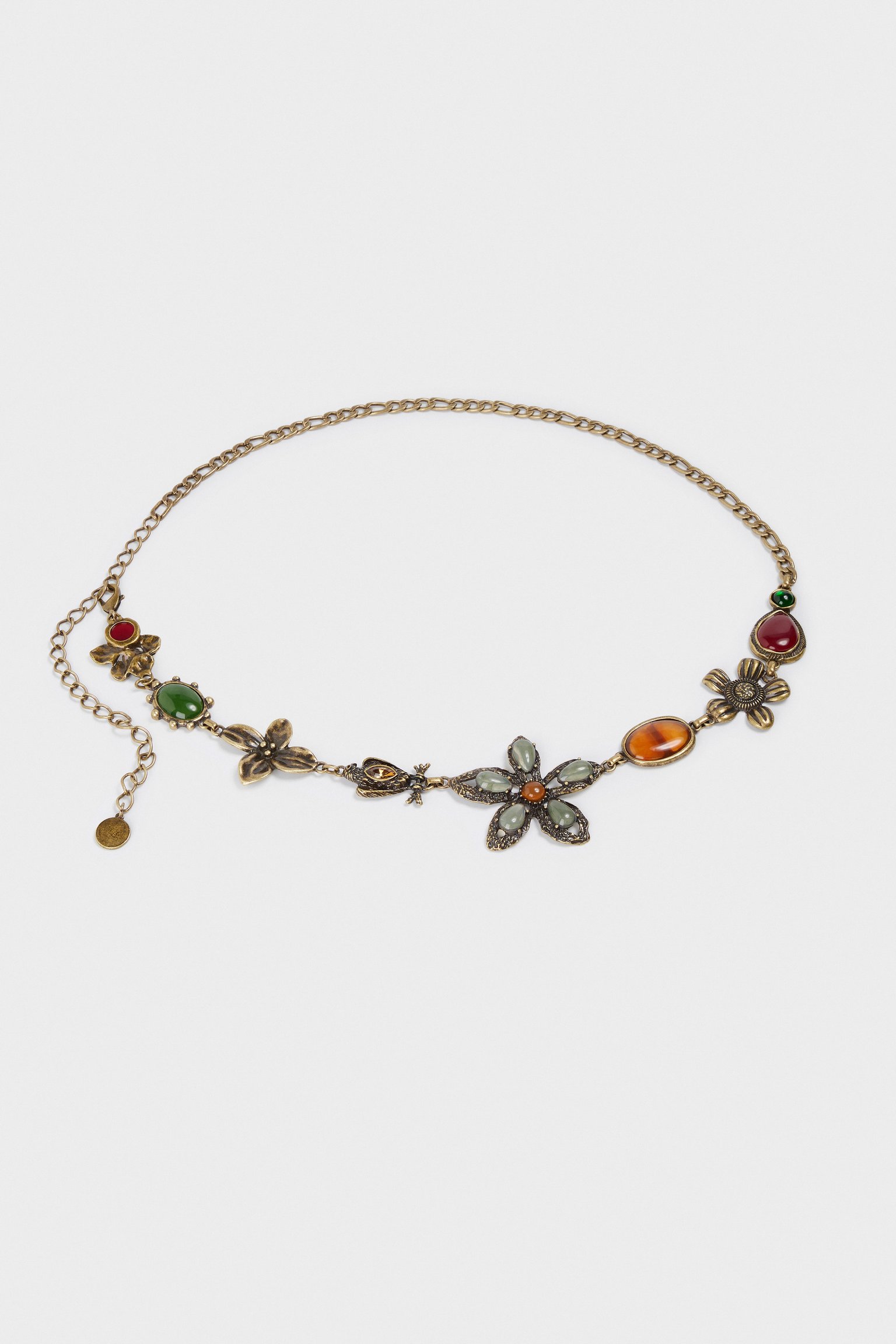 Поясная цепочка под винтаж с камнями