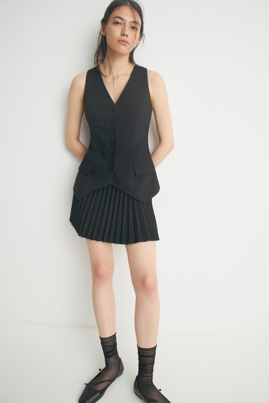 Alessora Button Trim Mini Skirt Lime